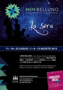 la locandina dedicata alle aperture serali del Mim Belluno