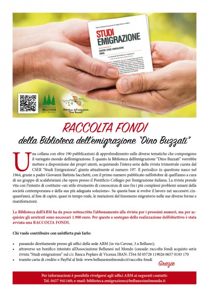 La locandina per la raccolta fondi della Biblioteca ABM
