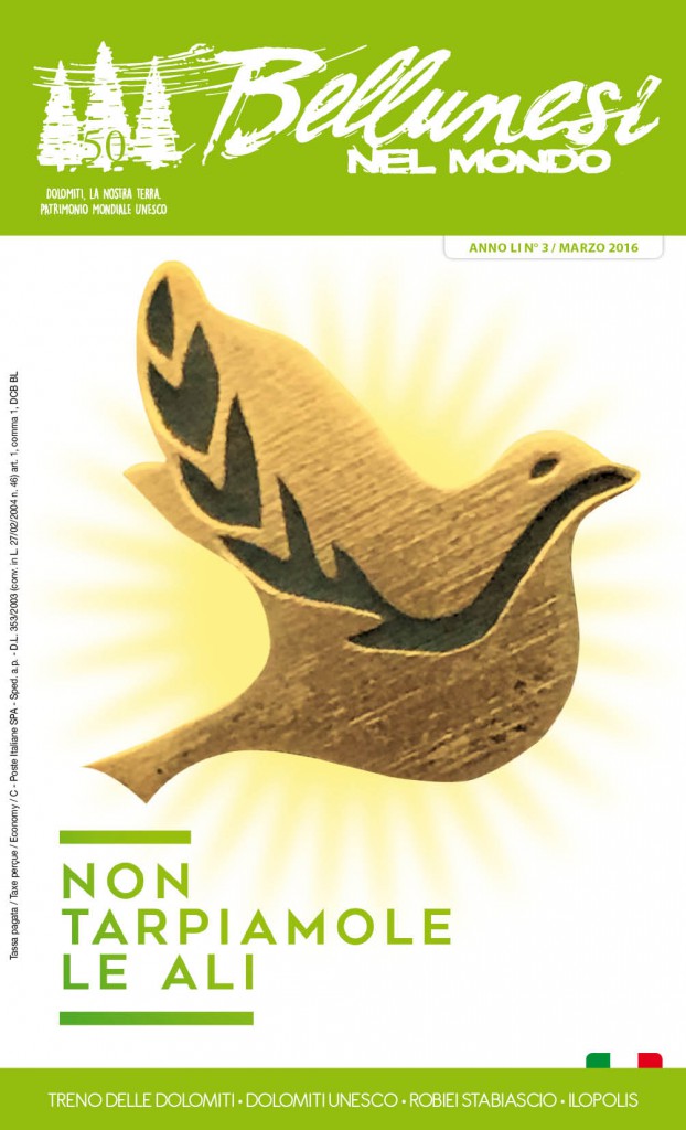 La copertina del numero di marzo di "Bellunesi nel mondo"