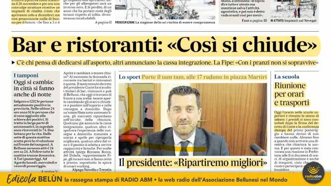 La rassegna stampa di lunedì 26 ottobre 2020