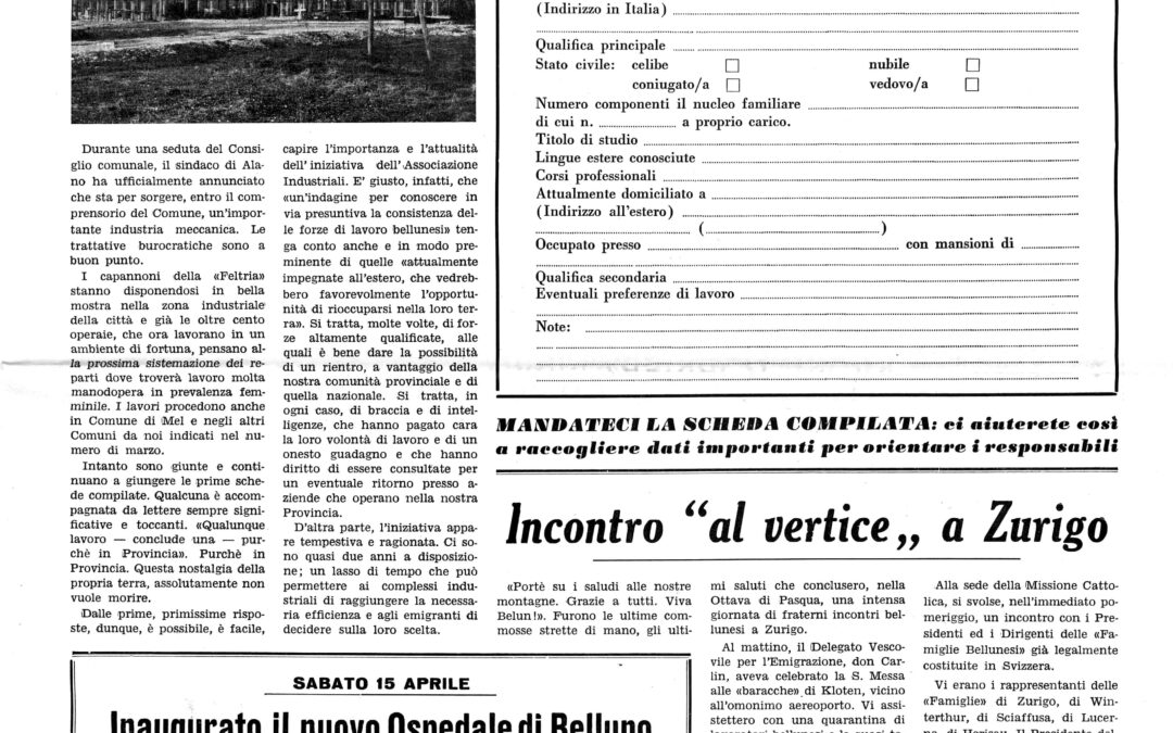 Lavorare nel Bellunese? Quando sapevamo come far rientrare gli emigranti