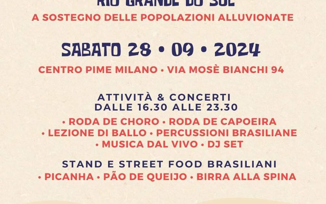 Ritmi brasiliani e solidarietà: una festa a sostegno delle popolazioni alluvionate del Rio Grande do Sul