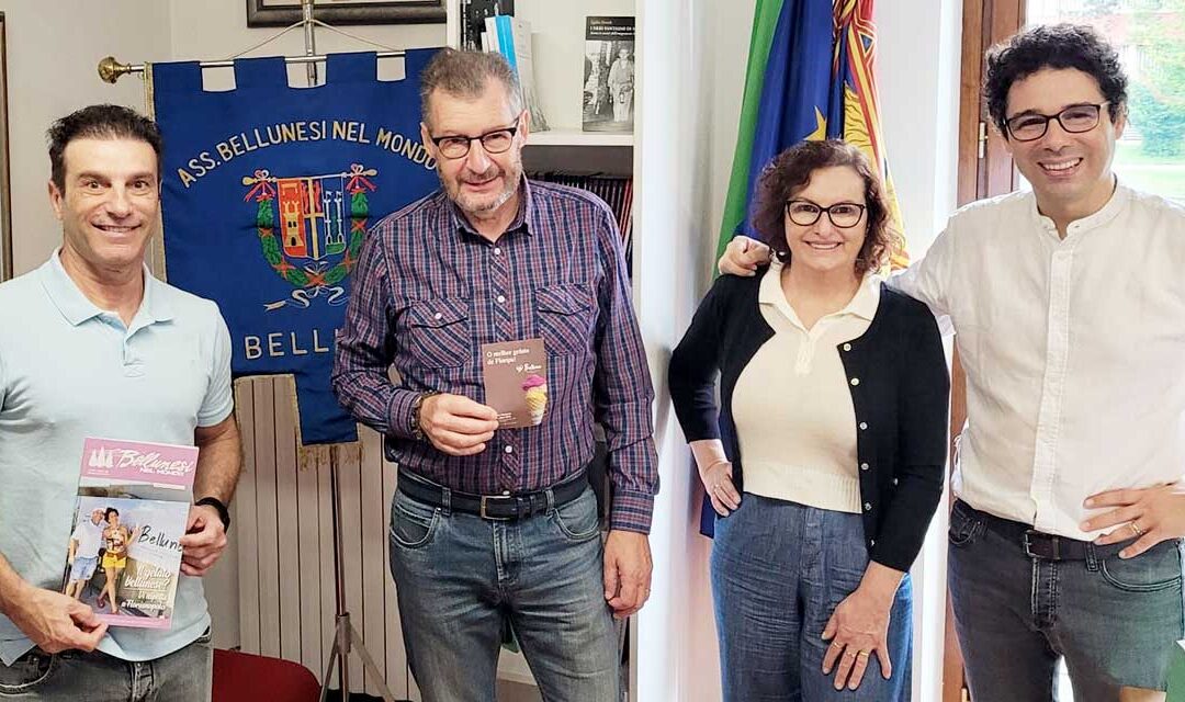 Discendenti bellunesi dal Brasile: visita all’Associazione Bellunesi nel Mondo da parte dei titolari della gelateria “Belluno”